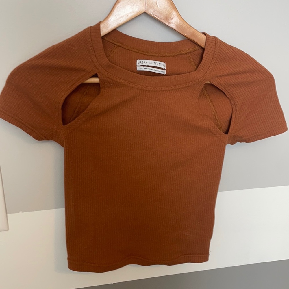 Fall colored short sleeve with cut outs